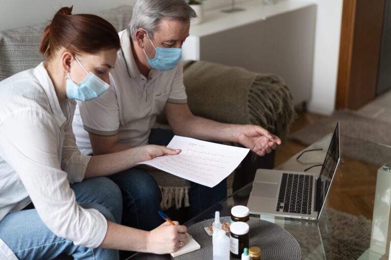 People wearing masks indoors