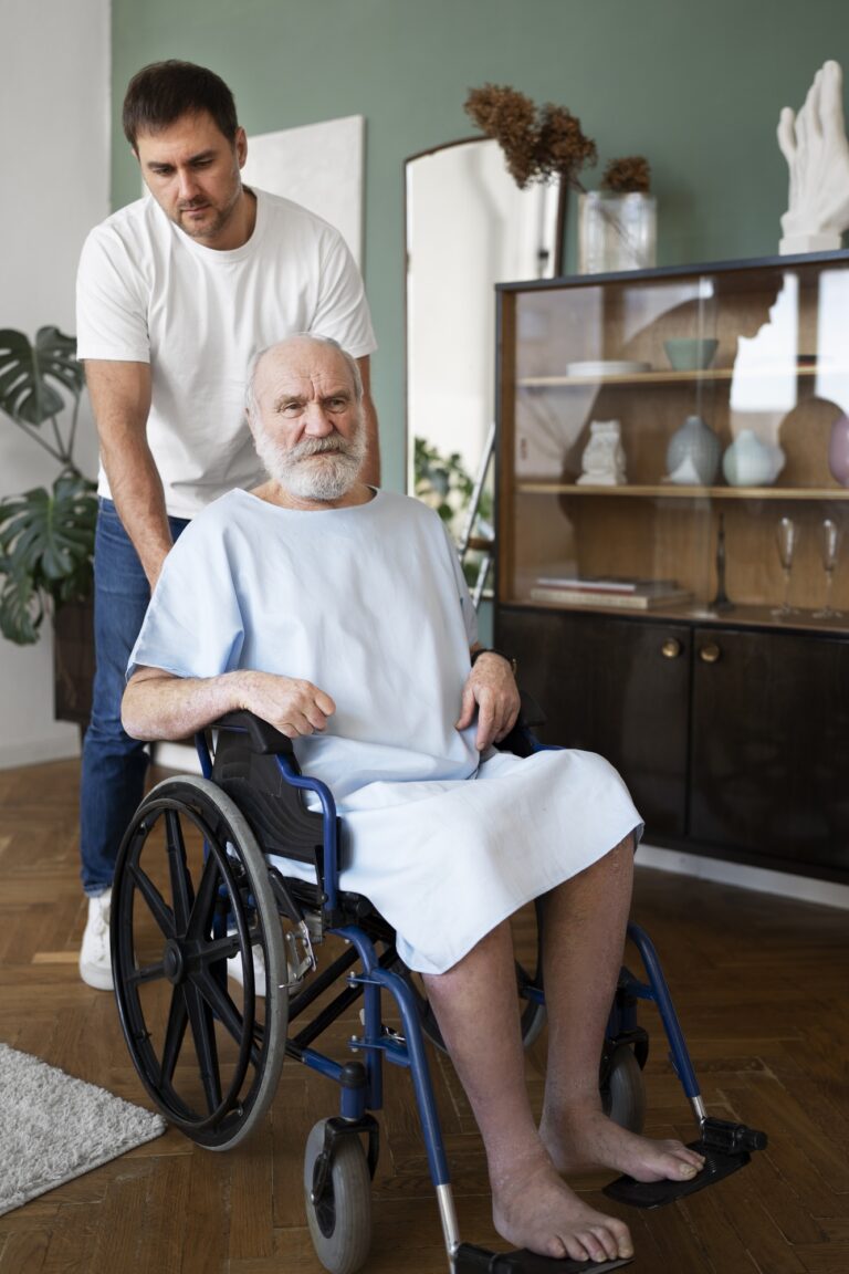 Old patient suffering from parkinson